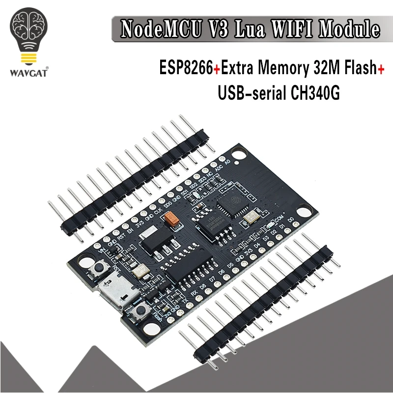 Модуль NodeMCU V3 Lua WIFI, интеграция ESP8266 + Дополнительная память 32M Flash, USB-серийный CH340G