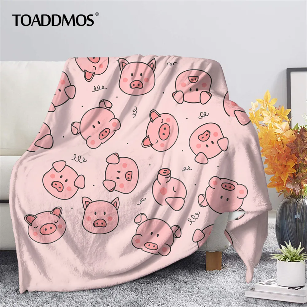 TOADDMOS Cute Pig Pink Fleece Blanket Warm Bedroom Throw Blanket on Bed Sofa Bedding Travel Sherpa Blankets for Adult Kids Quilt