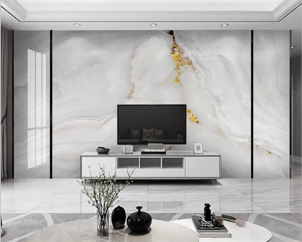 

beibehang Customized modern minimalist glittering gold abstract landscape marble TV background papel de parede wallpaper