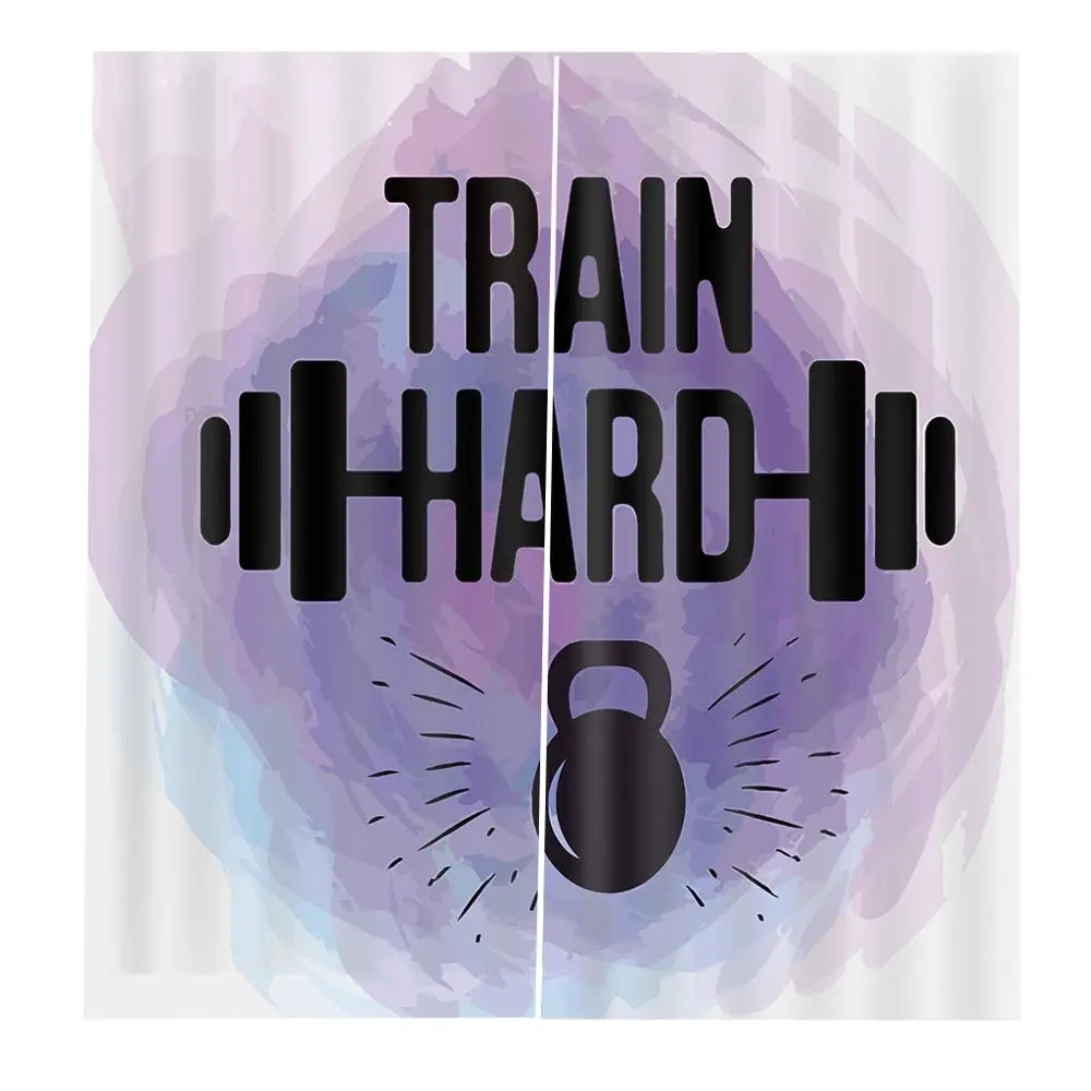 Custom Letter &quotTRAIN HARD" Speaker Curtain Photo Print For Living room Bedroom Blackout Drapes Decor Sets (Left and Right Side) | Дом и
