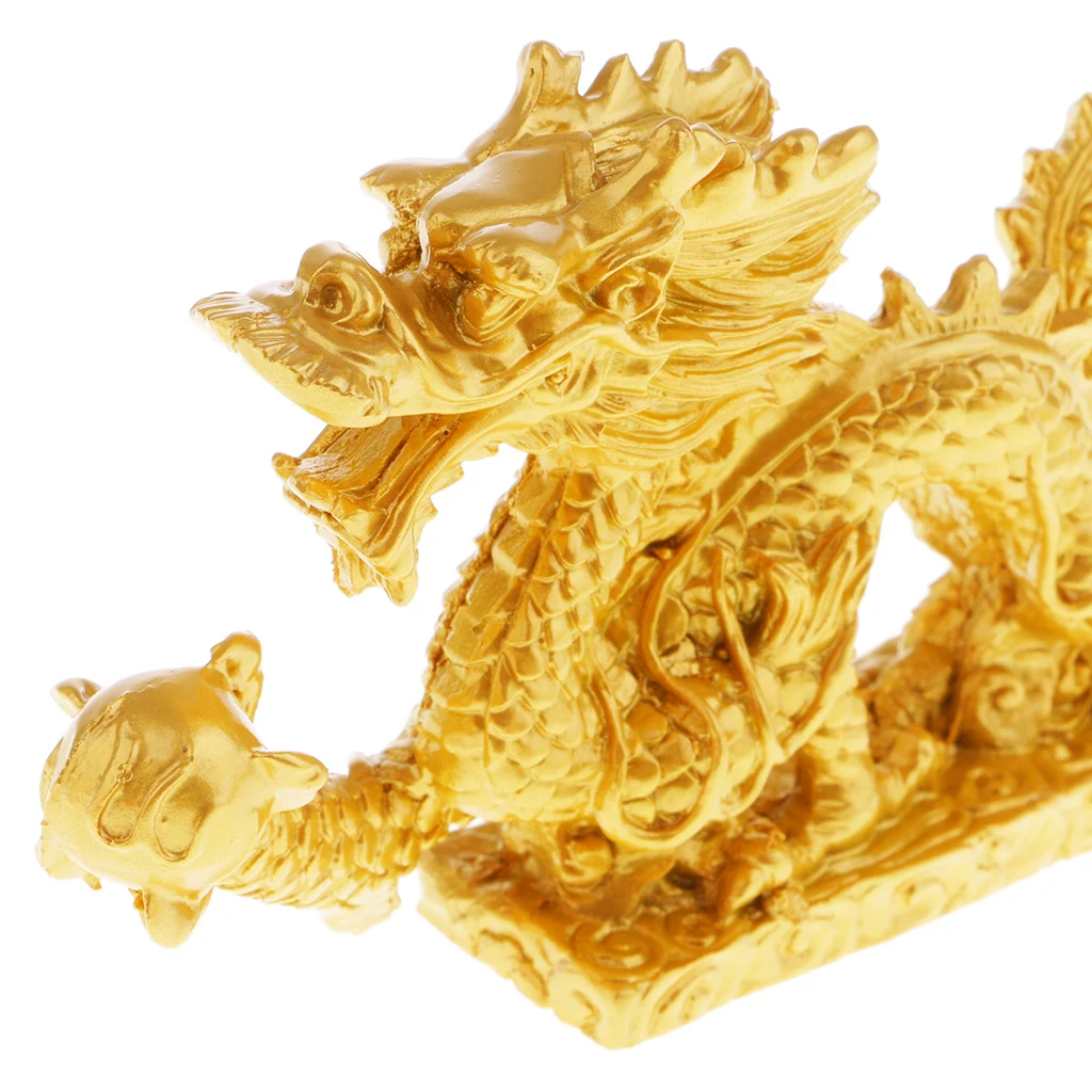 

Dragon Statue Wealth Feng Shui Figurine Good Luck Home Office Decoration