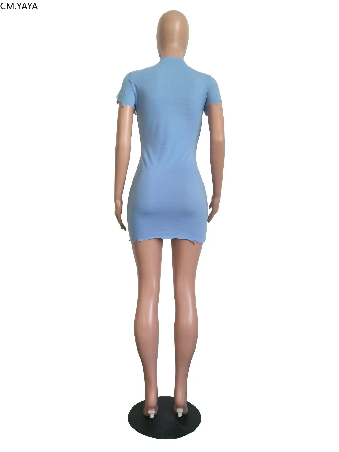 CM.YAYA 2020 женское однотонное летнее платье с круглым вырезом и коротким рукавом