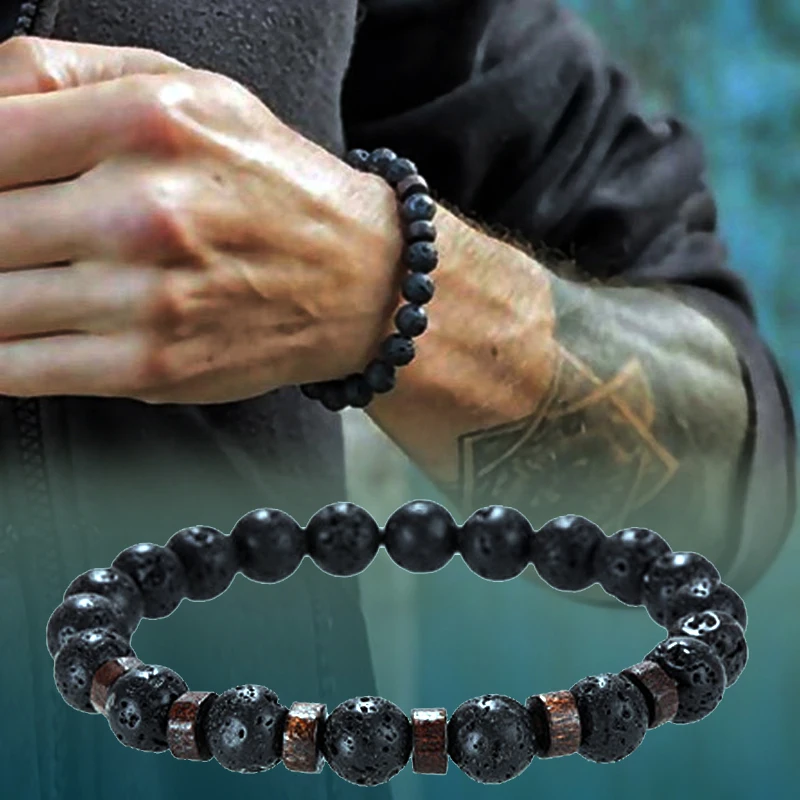 Men's Natural Moonstone Bead Bracelet - Tibetan Buddha Chakra Lava Stone Diffuser - Men's Jewelry Gift image 4