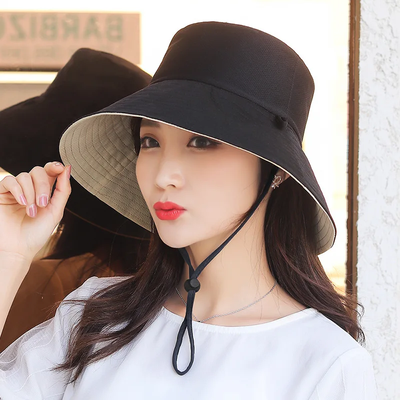 Hat Female Summer Double-sided Color Matching Dayan Spring and Autumn Fisherman Hat Female Sun Hat Sunscreen Hat Korean Foldable