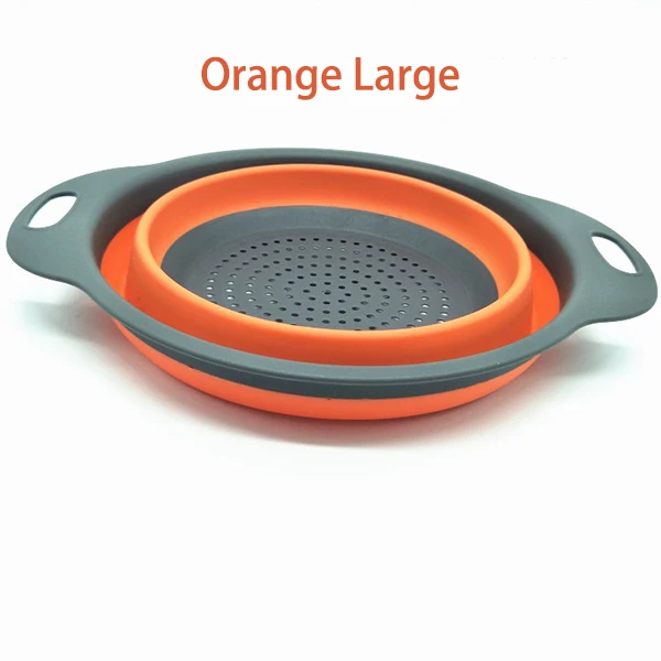 Orange Large 4 цвета креативная силиконовая складная стойка корзина Кухонные гаджеты для хранения выдвижной силиконовый фруктовый дуршлаг для овощей S/L - Цвет: Orange Large