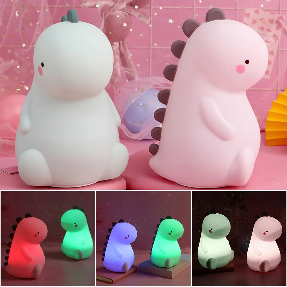 

Silicone Dinosaur Night LED Light Cute Color Changing with Touch Sensor Portable Rechargeable Lamp for Baby Kids K888