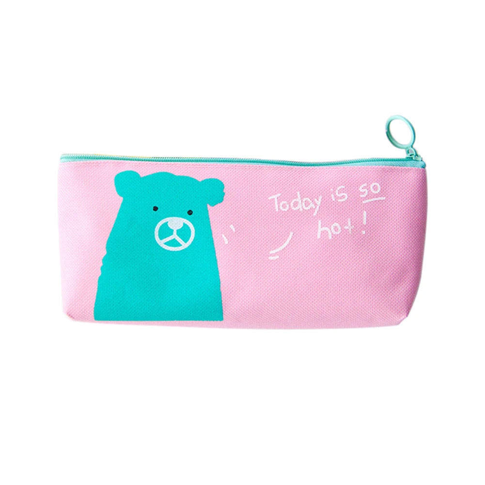 Милый чехол-карандаш с мультяшным котенком и медведем вместительный холст на