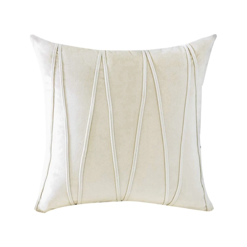 

2 Pcs Soft Cuhion Cover 45X45Cm Solid Pillow Cove Home Decoration Pillow Case Square Creamy-White & White