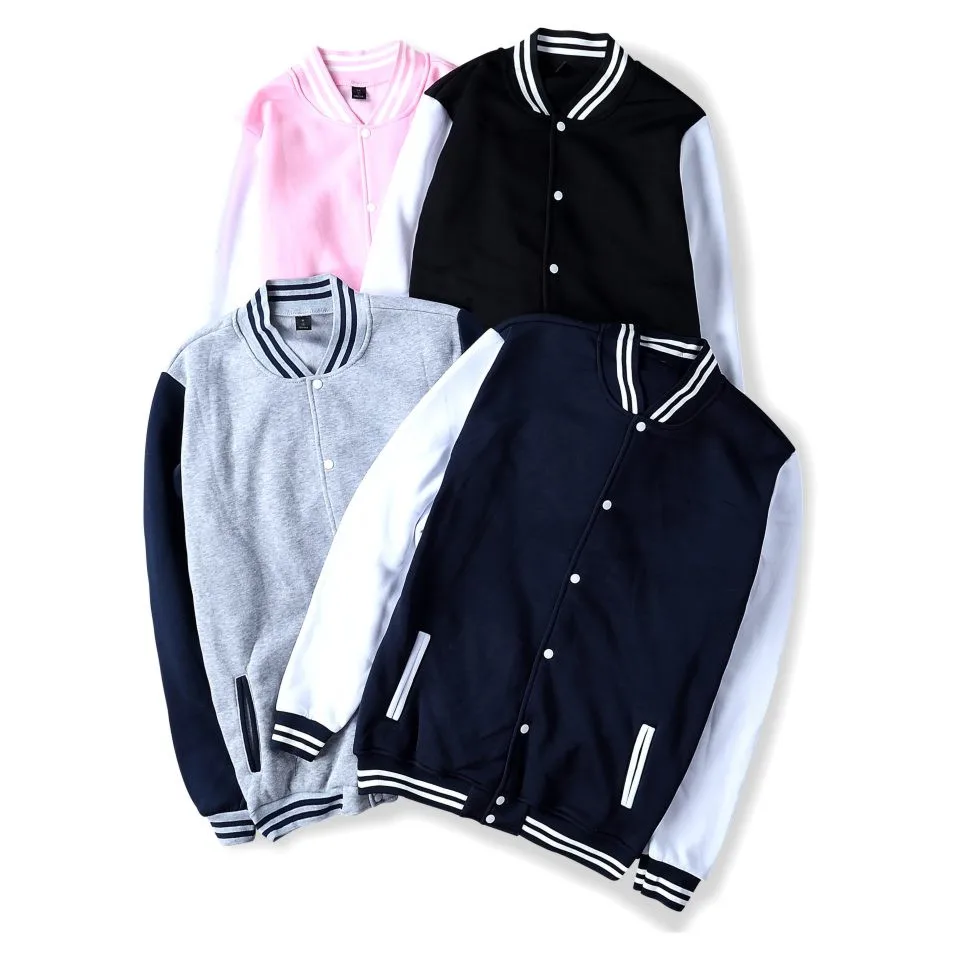 

Solid Color Baseball Jacket Men Fashion Design Blue Pink Mens Slim Fit College Varsity Jacket Men Brand Stylish Veste Homme 4XL