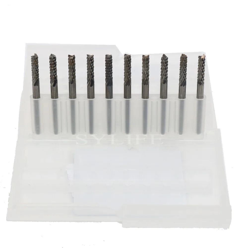 

10x 0.125" Tungsten Steel Carbide End Mill Engraving Bits 3.175mm Engraved Tool