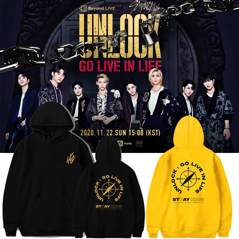 

KPOP Stray Kids Unlock:GO LIVE IN LIFE Winter Warm Thick Loose Hoodie Sweater Bangchan FELIX