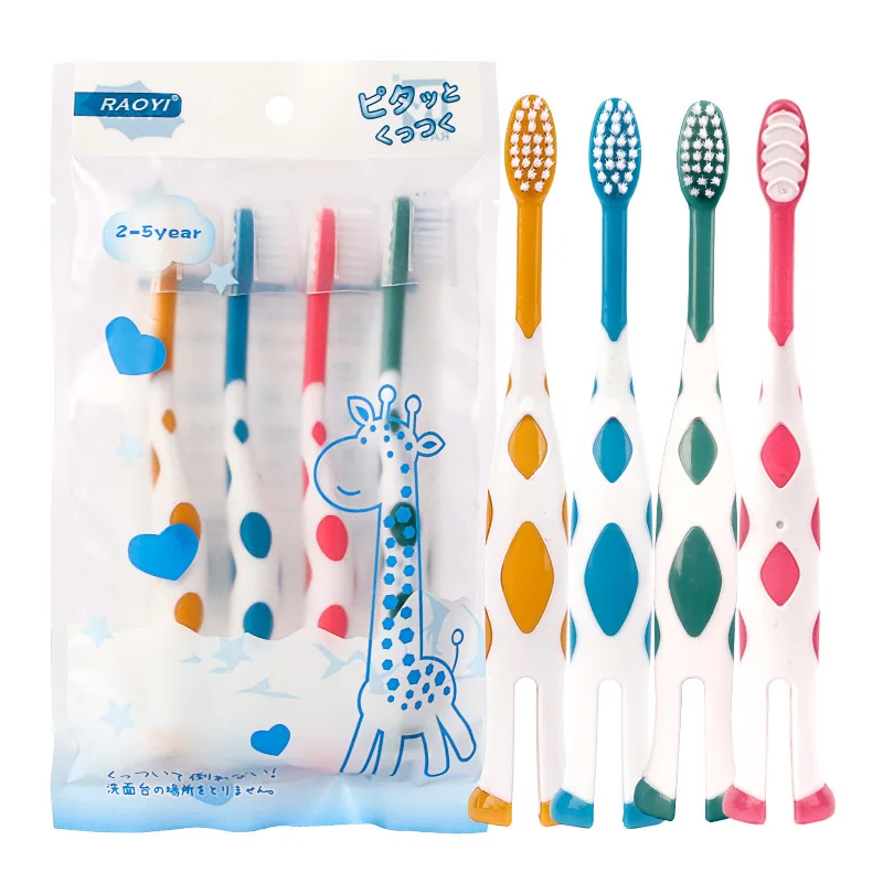 

4Pcs/Set Cartoon Deer Pattern Baby Toothbrushes Non-slip Cute Baby Teeth Care Kids Toothbrush Set Baby Care