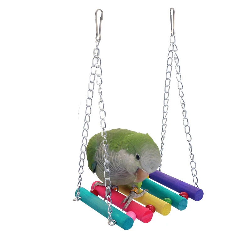 

Parrot Swing Suspension Bridge Wood Metal Pet Bird Climbing Toy Parrot Swing Interactive Bite Toy Hammock Birds Supplies