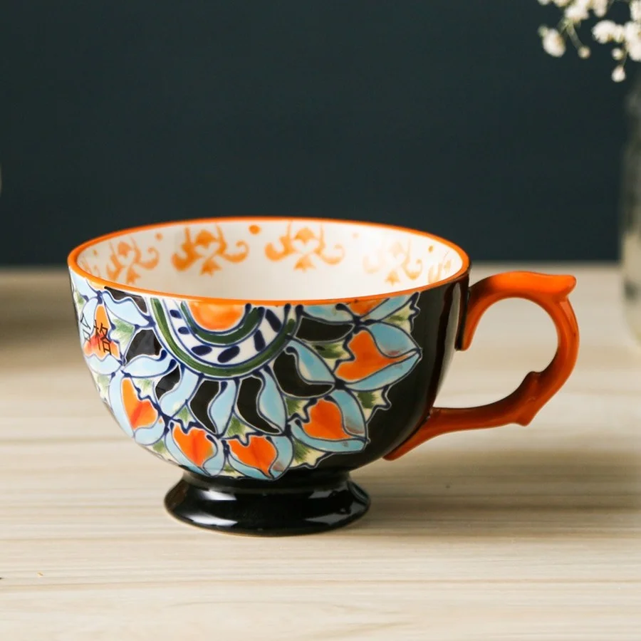 

Nordic Creative Cup High Quality Handmade Ceramics Luxury Traditional Saucer Cup Porcelain Tazas Cafe Kitchen Drinkware DB60BD