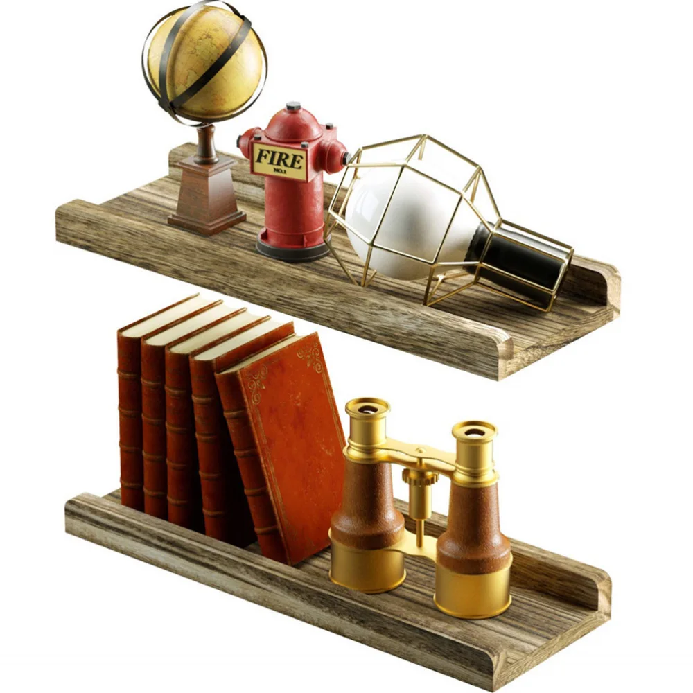 

2Pcs Creative Wall Storage Stands Wall-mounted Storage Holders Wooden Boards