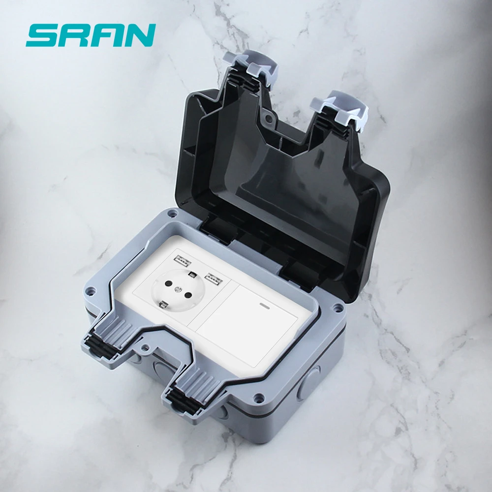 Водонепроницаемая внешняя фотовспышка SRAN IP66 с 2 USB-портами для зарядки + 1