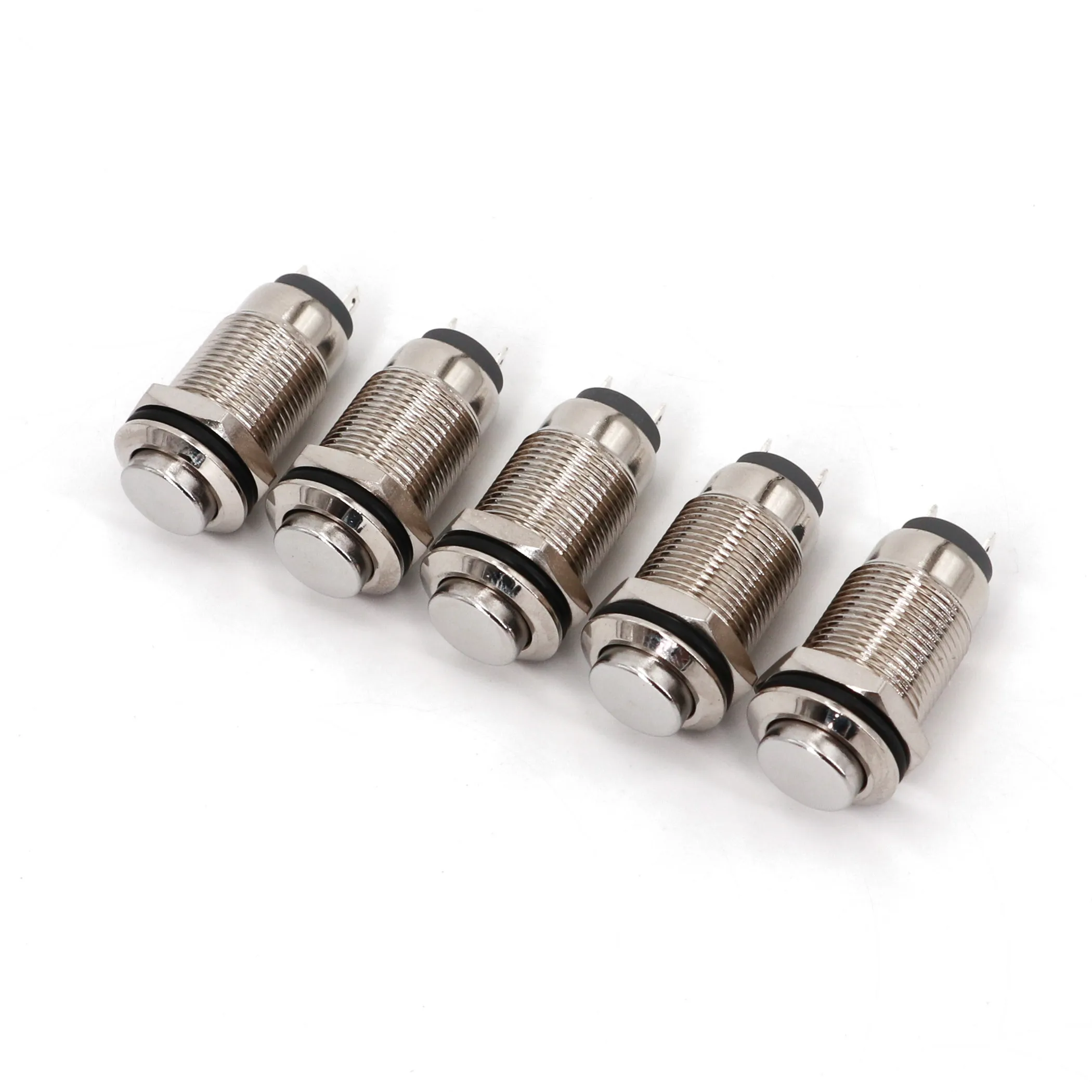 Металлический водонепроницаемый кнопочный переключатель 12 мм с фиксацией 2Pin SPST