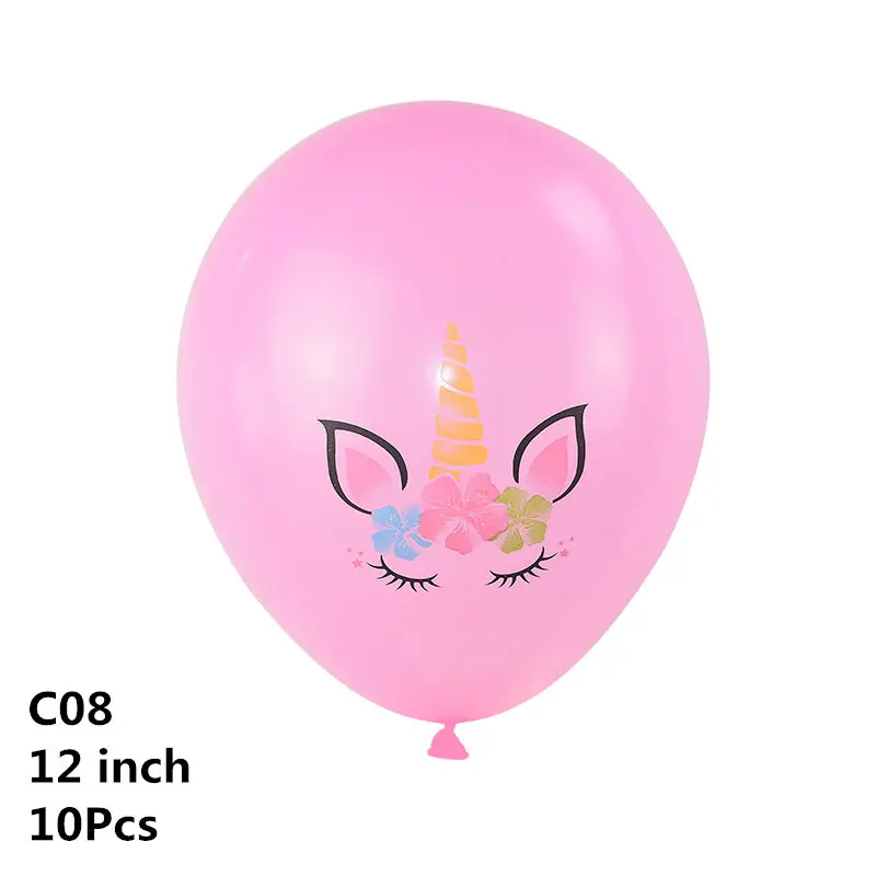 10pcs-C08 10 шт. 12 дюймов Единорог латексные шары Набор DIY мультфильм Лошадь Единорог шары принцесса день рождения украшения свадебные шары - Цвет: 10pcs-C08