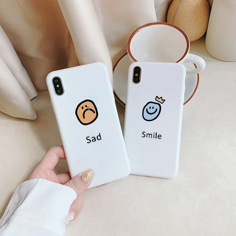 

Sad and Smile Camera Protection Phone Cases For iPhone 11 12 Pro Max 8 7 6S Plus SE2 XR XS Max X Matte Shockproof Back Cover
