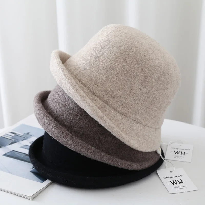 

2022 Hat Women Day Warm Wool Fisherman Hat Show Face Small Elegant Joker Bowler Hats Basin Of Restoring Ancient Ways Of England