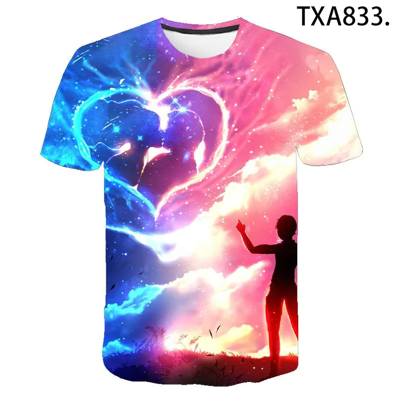

2021 New Summer Love Short Sleeve Fashion T-shirt Boy Girl Kids 3D Printed Streetwear Casual Men Women Children Cool Tops Tee