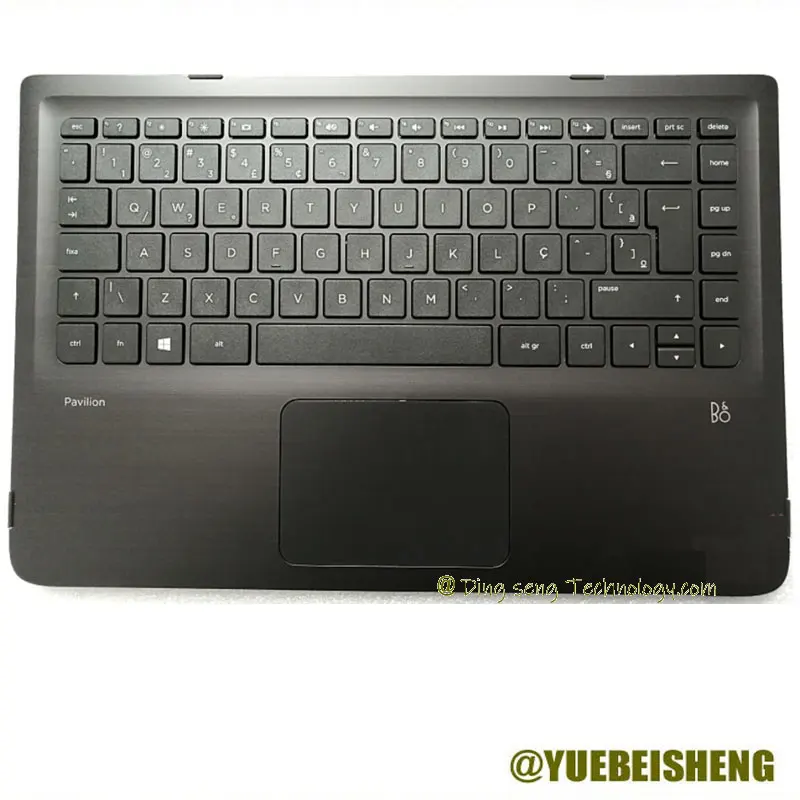 

YUEBEISHENG New For HP Pavilion X360 13-S 13-S020NR palmrest Brazil keyboard upper cover Touchpad 797212-201