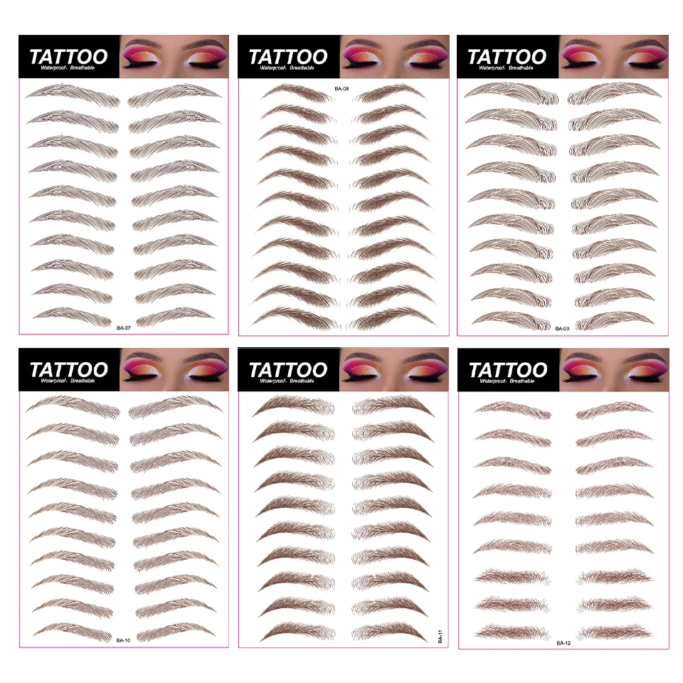 Водостойкая водостойкая тату-наклейка для бровей 2 цвета |