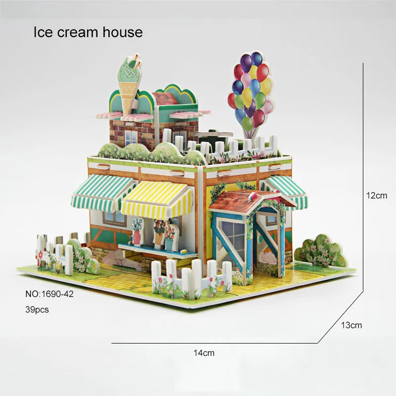2021 kids 3d stereo puzzle cartoon house castle building model diy handmade early learning educational toys gift for children free global shipping