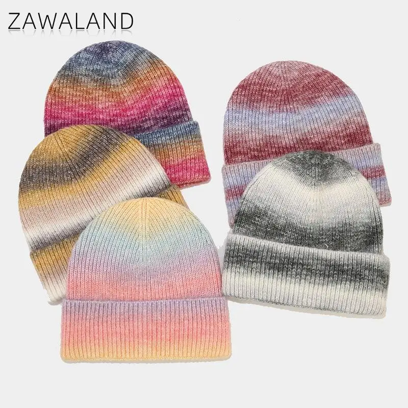 

Zawaland Women Tie Dye Town Wall Beanie Autumn Winter Warm Headgear Hip-Hop Knitting Wool Caps Fashion Girls Outdoor Casual Hat