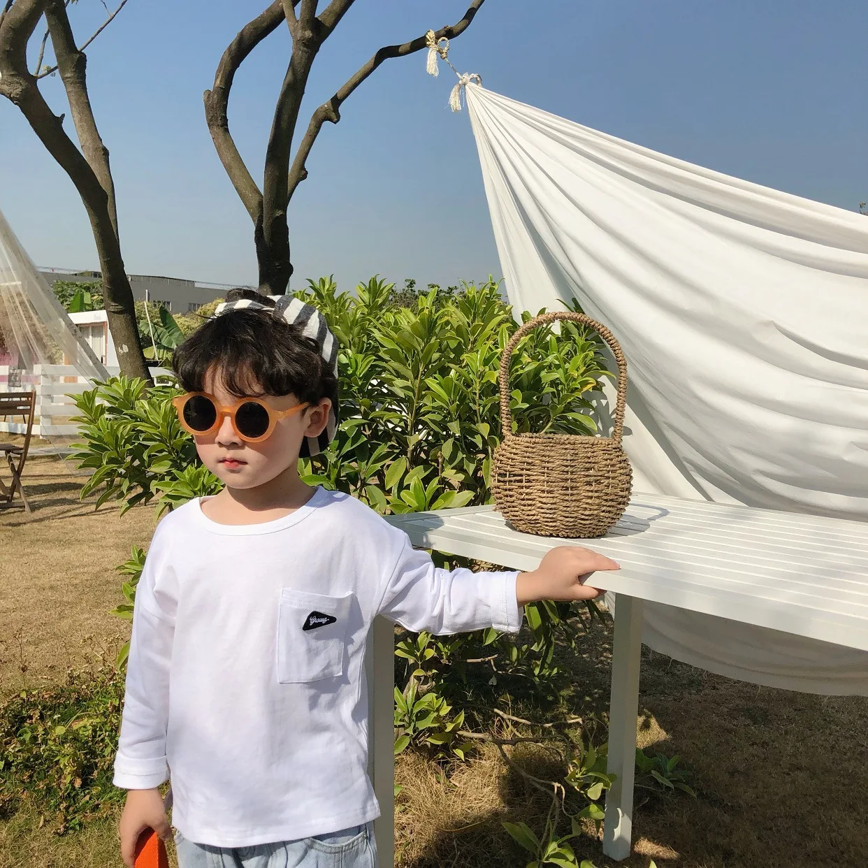 Весенние модные простые футболки с карманами для мальчиков Детские хлопковые 4