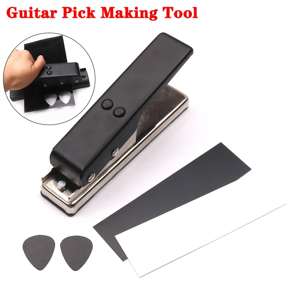 

Black Guitar Picker DIY Perforated Picker Pick Maker Plastic Card Cutting Tool Plectrum Punch Maker With Black White Strip