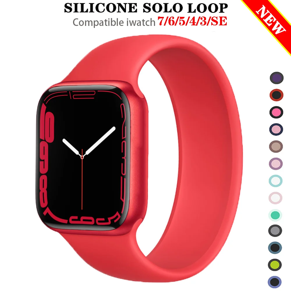 

Solo Loop Strap for Apple Watch Band 44mm 45mm 41mm 40mm 42mm Ultra 49mm Silicone bracelet pulseira correa iwatch 6 5 4 3 SE 7 8