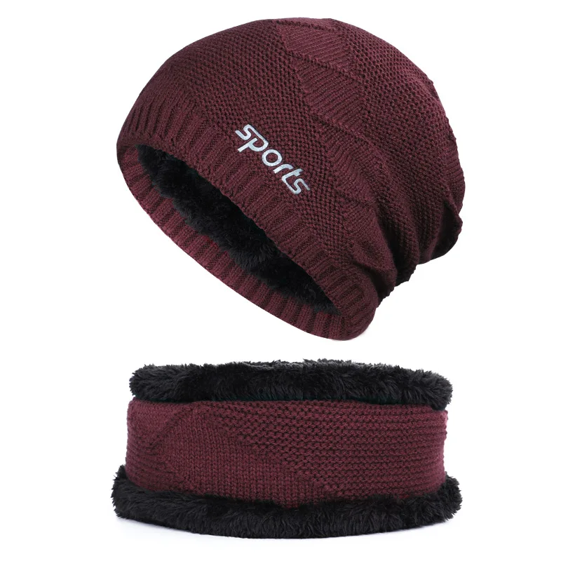 2019 классическая мужская зимняя вязаная шапка шарф набор Спортивная повседневная