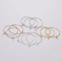 20 50pcslot 20253035mm gold hoops earrings big circle ear wire hoops earrings loop for diy jewelry making accessories