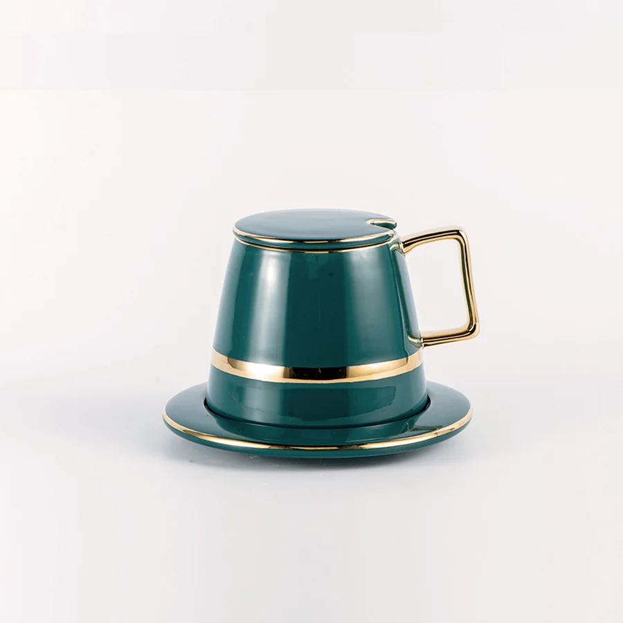 Керамическая кофейная чашка и блюдце набор с ложкой фарфоровые чайные ложки