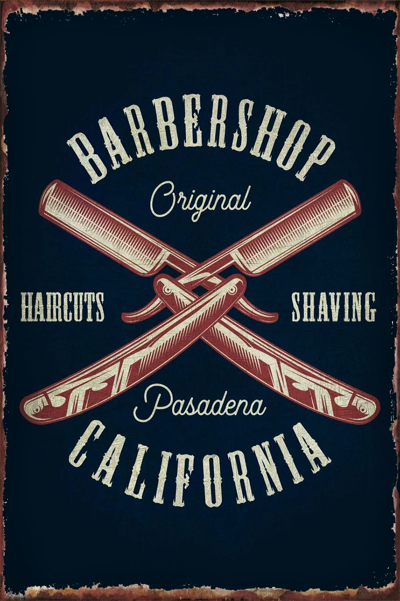 

barbershop california Retro Vintage Metal Sign Tin Sign Tin Plates Wall Decor Room Decoration For Club Man Cave Cafe Pub Home