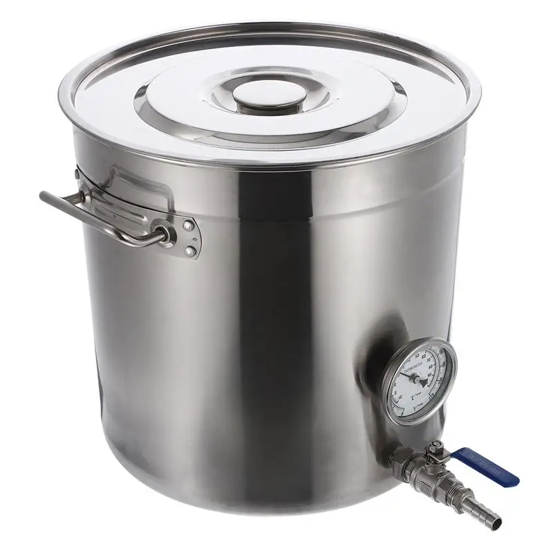 

Stainless Steel Brewing Pot Kettle Kitchen Boiling Bucket Container Container Saccharified Beer Barrel With Valve Thermometer