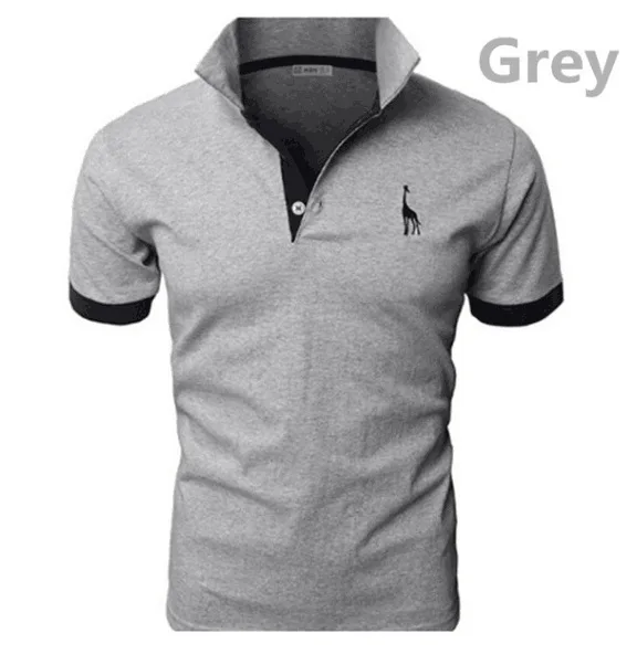 Light gray Новинка, повседневная мужская футболка, мужская повседневная футболка с вышитым оленем, Хлопковая мужская футболка с коротким рукавом, хорошее количество, Мужская футболка, Азиатский Размер 5XL - Цвет: Light gray