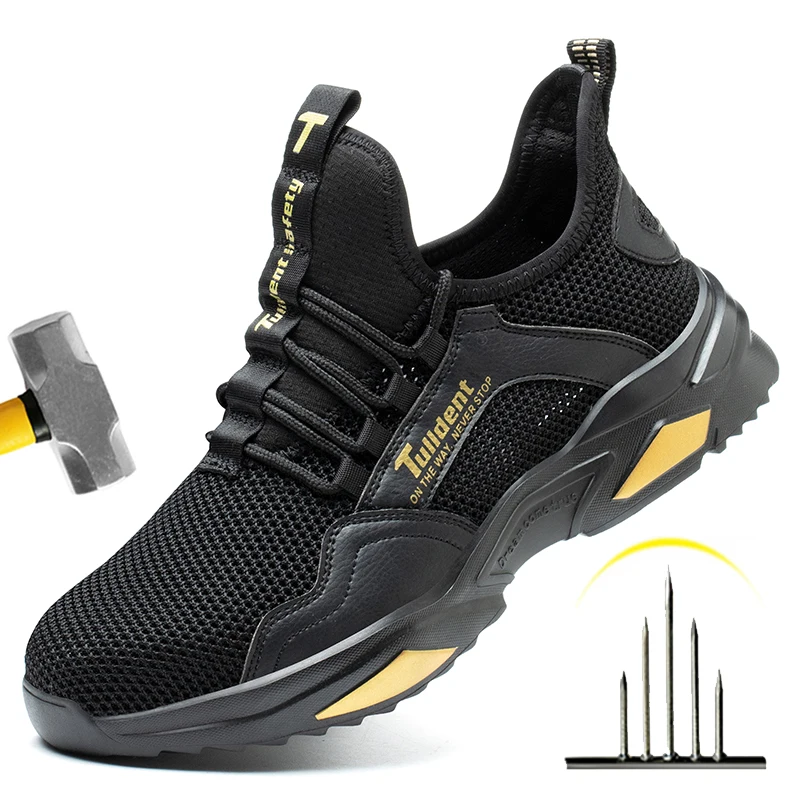 

Men Breathable Work Sneakers Steel Toe Cap Work Safety Shoes For Men Safety Boots Anti-Puncture Indestructible Work Shoes Male