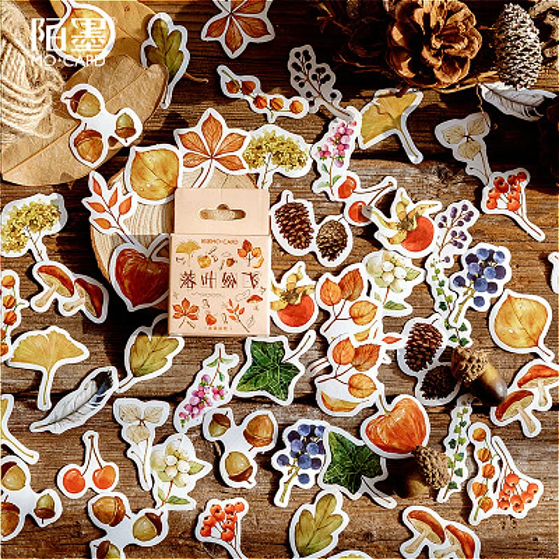 

1@#45PCS Lovely Falling Leaves Notebook Notepad Sticker Creative Shine Replaceable Sticker Stationery Gift Traveler Journal