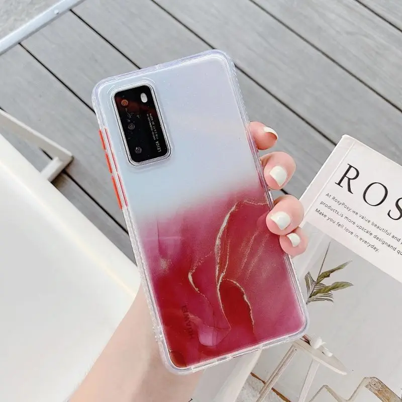 

Anti-drop marble phone case For huawei P40 P30 LITE PLUS NOVA7I NOVA6SE PSMART Translucent gold shockproof phone cover coque