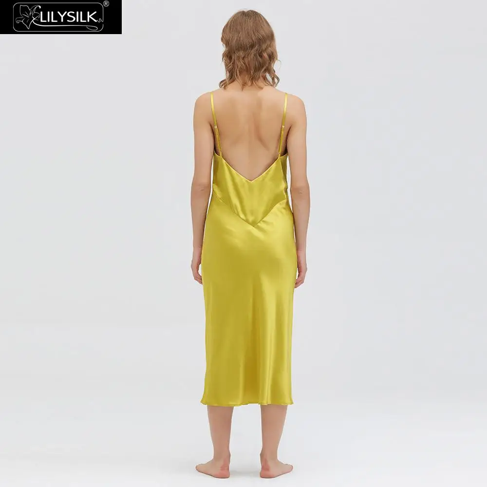 LilySilk Silk Nightgown 22 Momme V Neck Long Luxury Natural Ladies Women's Clothing New Free Shipping | Женская одежда