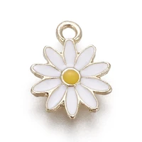 100pcs small daisy flower alloy enamel charms pendant for jewelry making diy bracelet necklace accessories 13x9x1mm hole 1 4mm