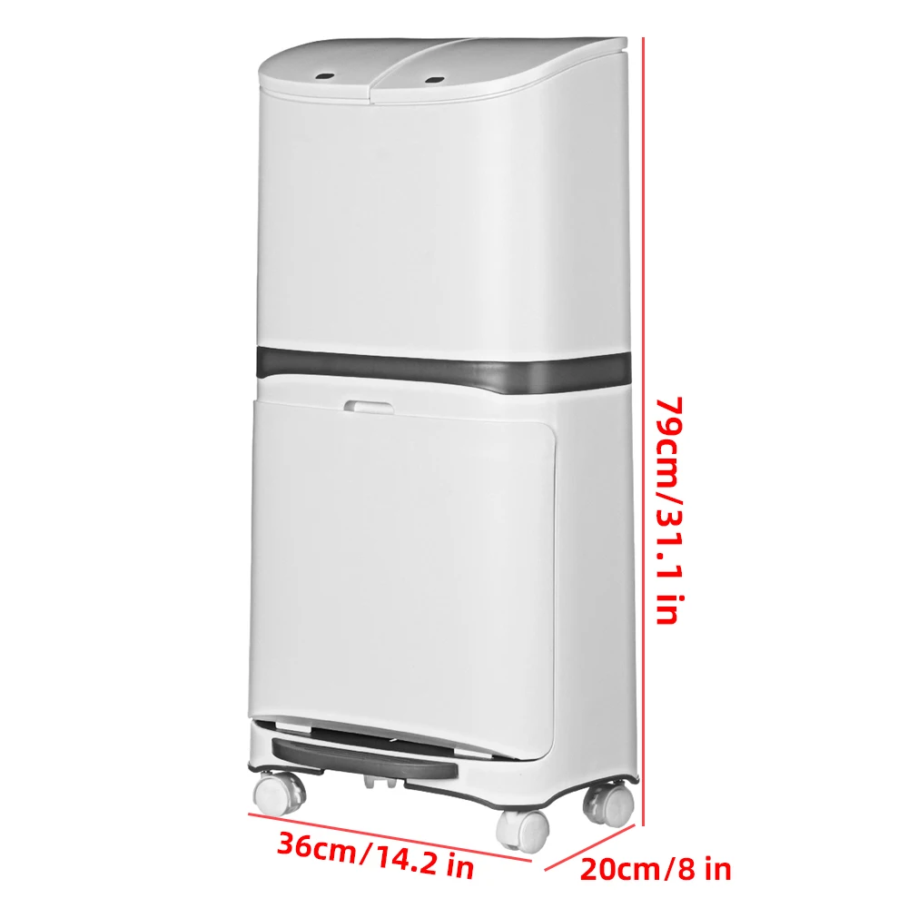 

40L 2 Layer Classification Trash Can Kitchen Plastic Dustbin Wet and Dry Push Recycle Stacked Sorting Rubbish Bin With Wheel