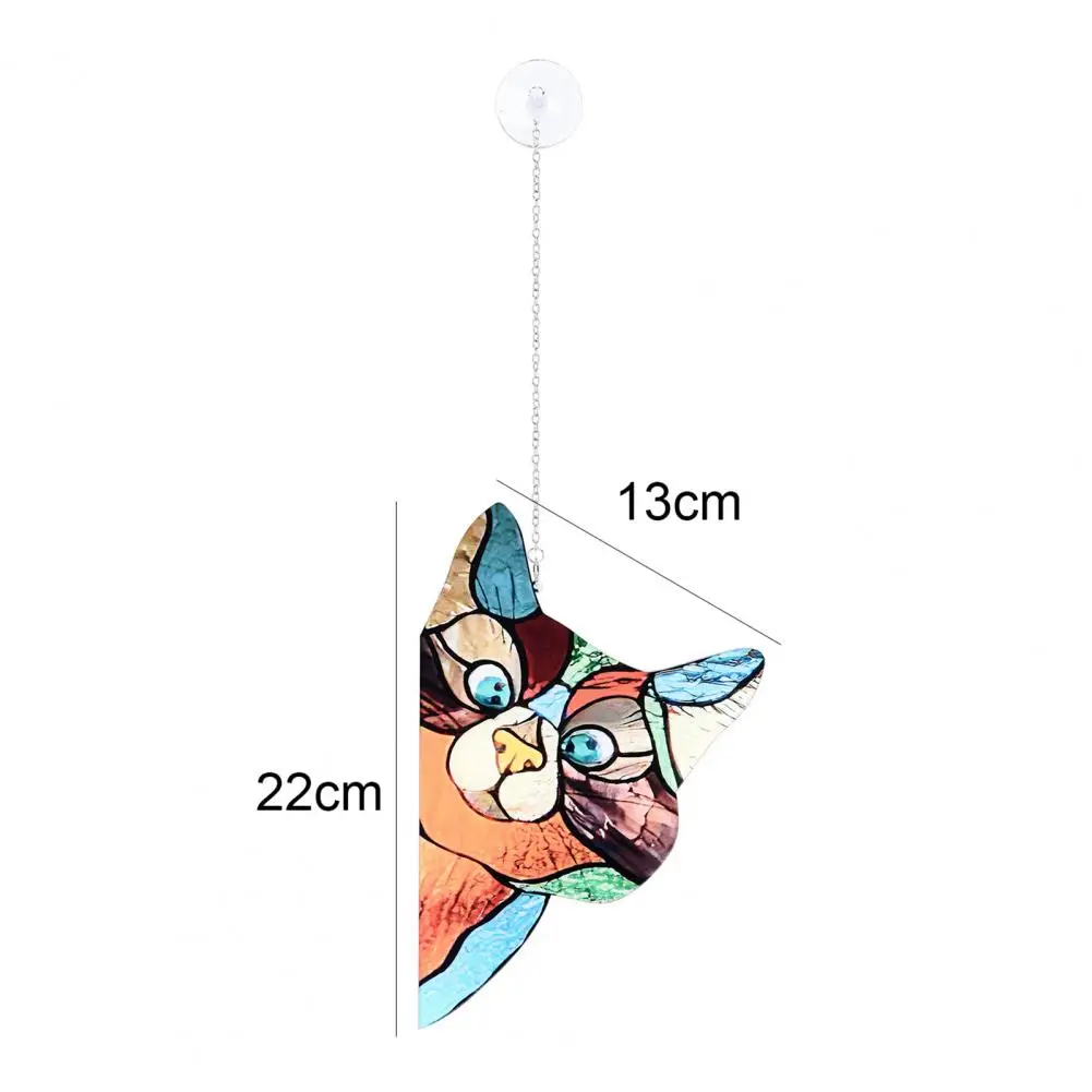 

1PC Stained Cat Glass Window Hanging Suncatcher Cartoon Kitten Painted Ornament Pendant Wall Hanging Decor Home Accessories Gift