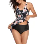 Комплект бикини для женщин с цветочным принтом, консервативные топы без рукавов для беременных, шорты с высокой талией, летний женский купальный костюм с разрезом # G1