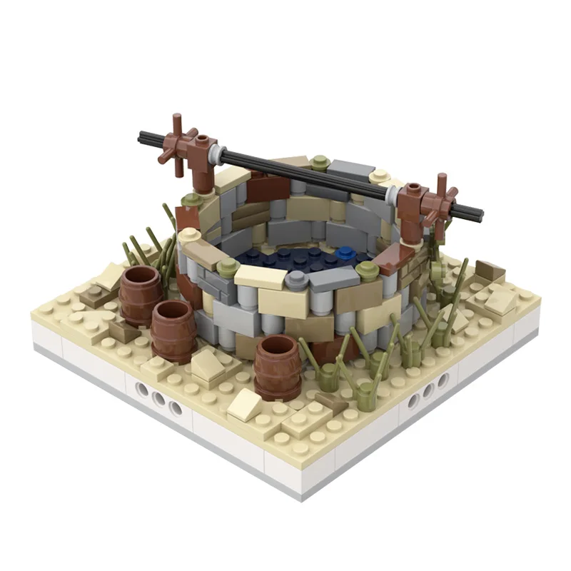 

Kids Toys MOC City Street Scene Desert Market House Temple Building Blocks Modular Village Construction Block Model