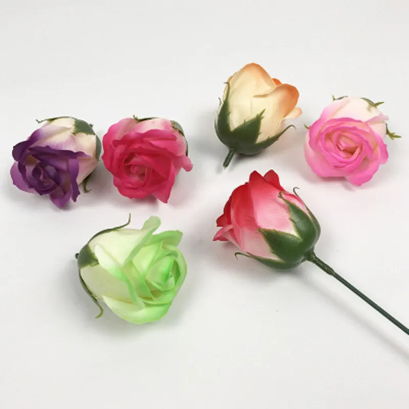 

50PCS Soap Rose Flower Valentine's Day Spray Color Gradual Change Rose Soap Flowers Head Bouquet Souvenir Gift Home Decoration