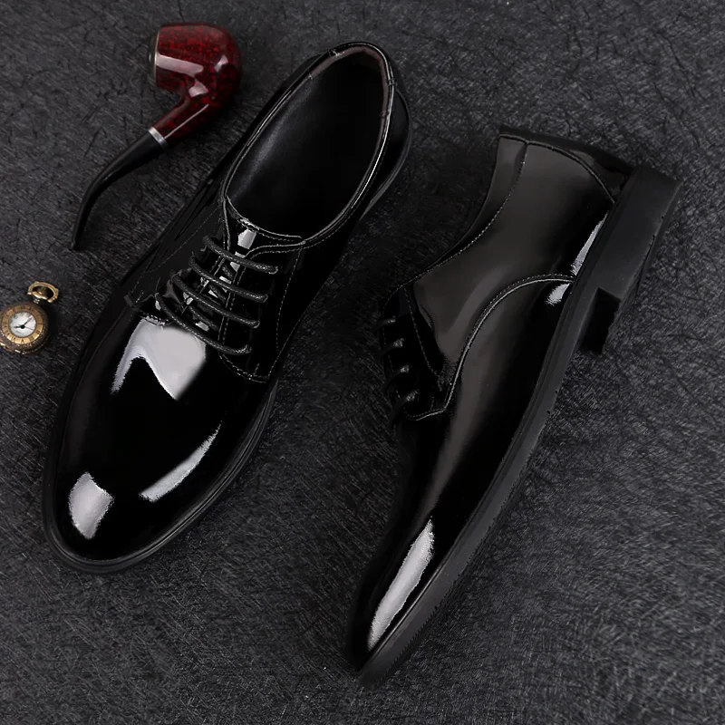 

men Dress Wedding Shoes Men Formal Italian Patent Leather Shoes Men cow leather Elegant Shoes Men Classic Zapatos Hombre Bona