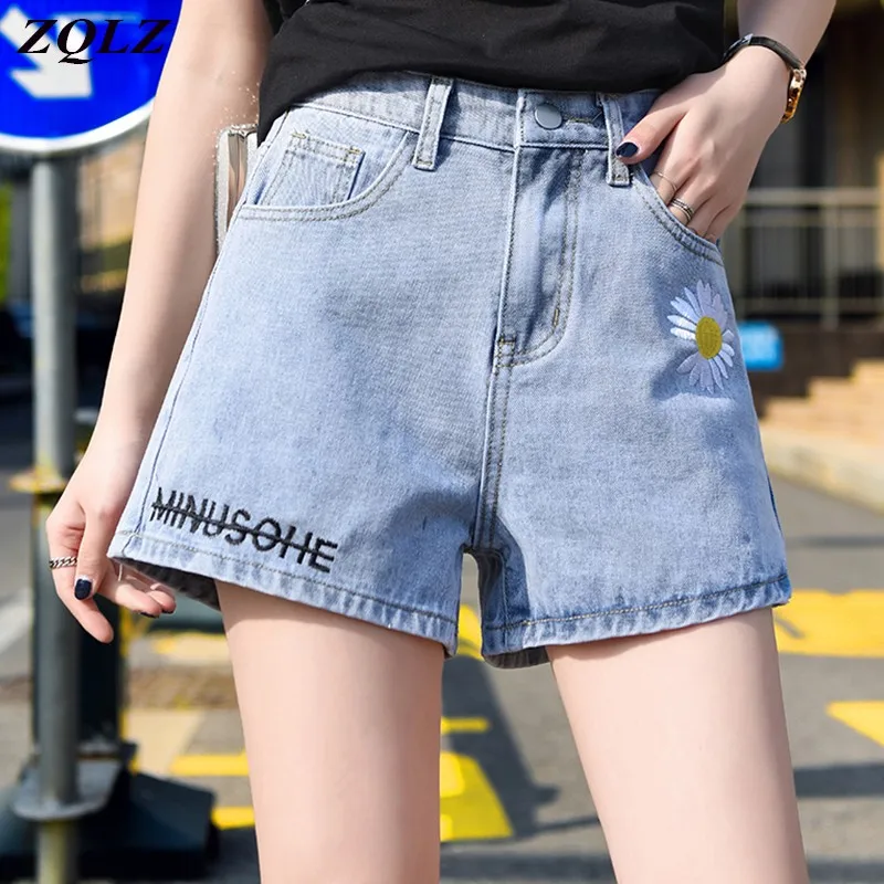 ZQLZ летние женские джинсовые шорты с вышивкой новинка 2021 повседневные свободные